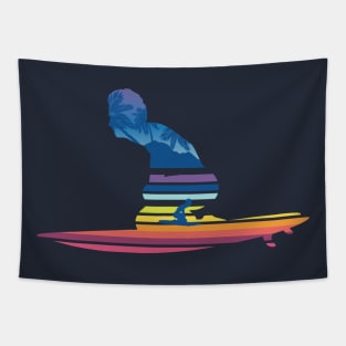 Abstract waves and surfer Tapestry