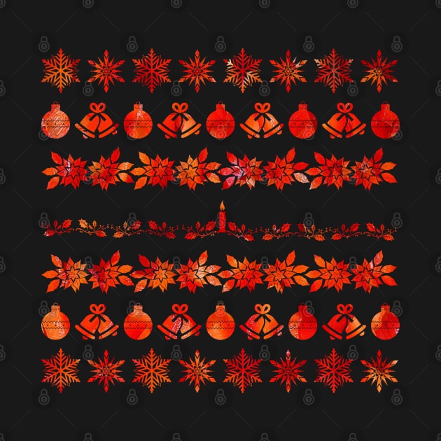 Red Christmas Decoration Silhouette Pattern by Mazz M