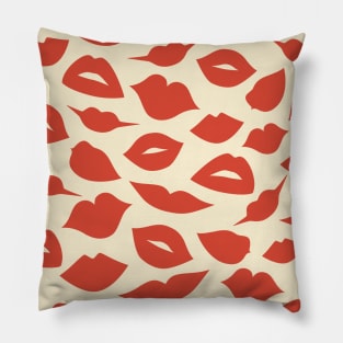 Red lips, Kiss art print, Retro poster, Fashion decor, Aesthetic art, Museum art, Valentine's day Pillow