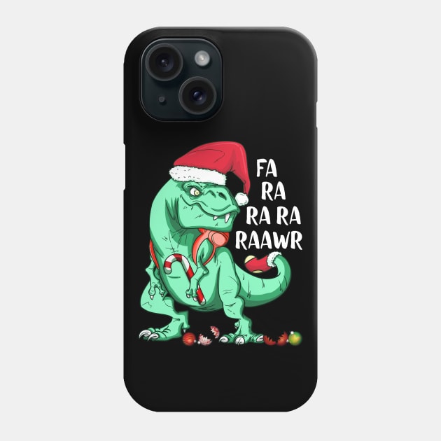 Funny Holiday T-Rex in Santa Hat FA RA RAWR Christmas Gift Phone Case by Dibble Dabble Designs