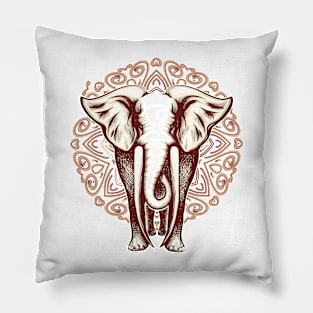 Elephant on Mandala background Pillow