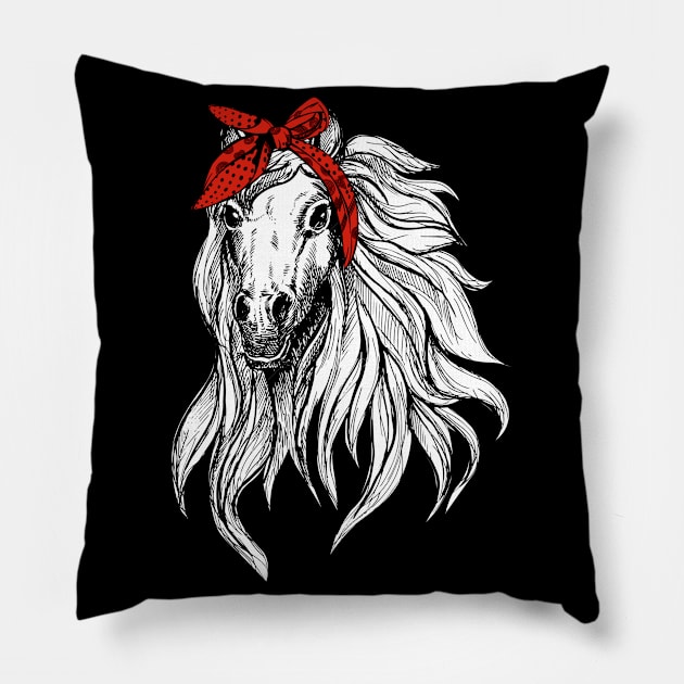 Horse Bandana T Shirt for Horseback Riding Horse Lover Pillow by Walkowiakvandersteen