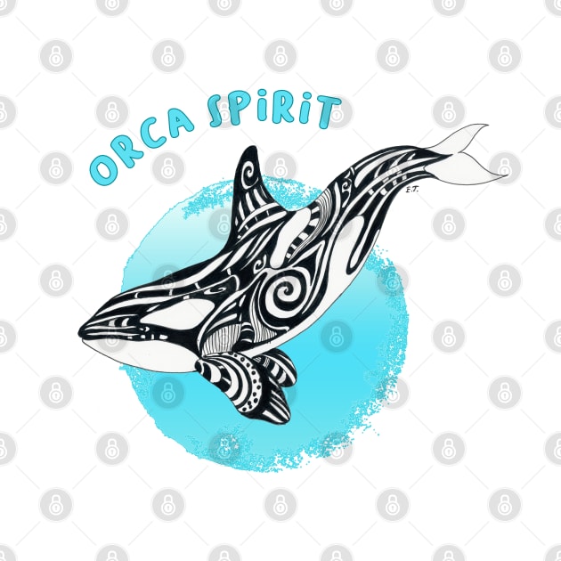 Orca Killer Whale Teal Tribal Tattoo Sun Ink Art by Seven Sirens Studios