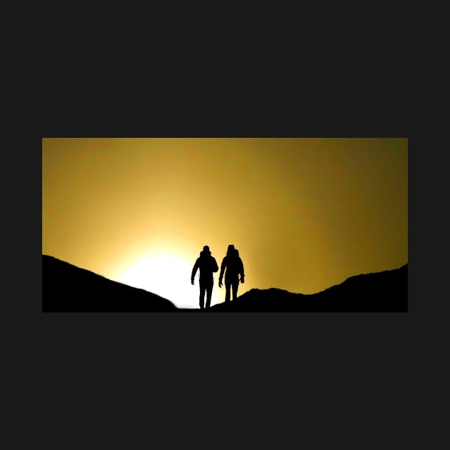 Silhouette of walker's on the peak of mam tor derbyshiire by Simon-dell