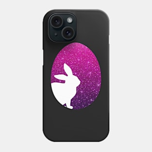 Easter Bunny Silhouette in Pink Purple Ombre Faux Glitter Easter Egg Phone Case