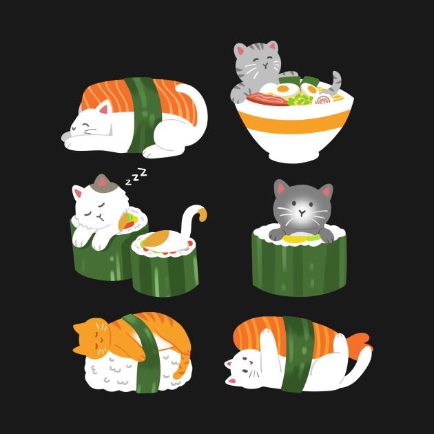 Sushi Cat Japanese Anime Kawaii Neko - Sushi - T-Shirt | TeePublic