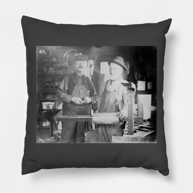 Metal Worker, Tin Worker Pillow by Vintage Photos