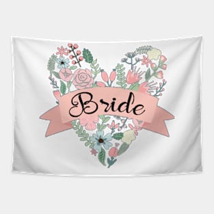 Bride Floral Heart Coral Ribbon Tapestry