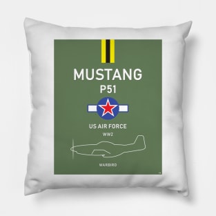 USAF P51 Mustang WW2 Warbird Fighter Air Force Pillow