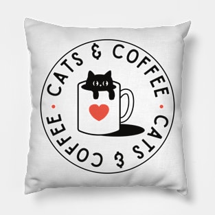 Cats & Coffee retro vintage Pillow