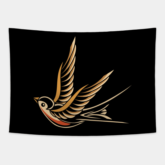 Swallow Traditional Tattoo Tapestry by Abrom Rose