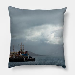 Dive support ships moored at Kyle of Lochalsh near Skye, Scotland Pillow