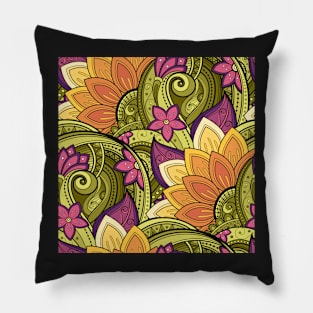 Paisley Print with Vintage Floral Motifs Pillow