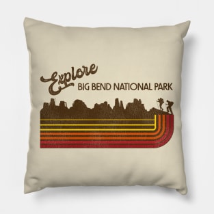 Explore Big Bend National Park Retro 70s/80s Stripe Pillow