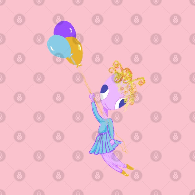 LIttle ballet dancer with balloons. by Peaceful Pigments