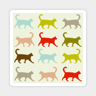 Autumn Cats in Vintage Colours in Repeat Pattern Magnet