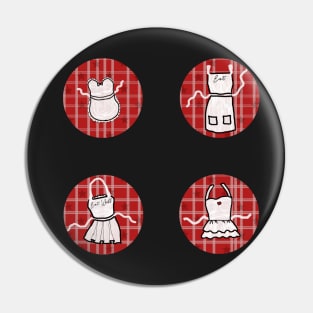 Red Gingham Apron Dots Pin