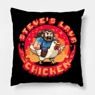 Lava Chicken Miners Meme Steve Pixel Pillow