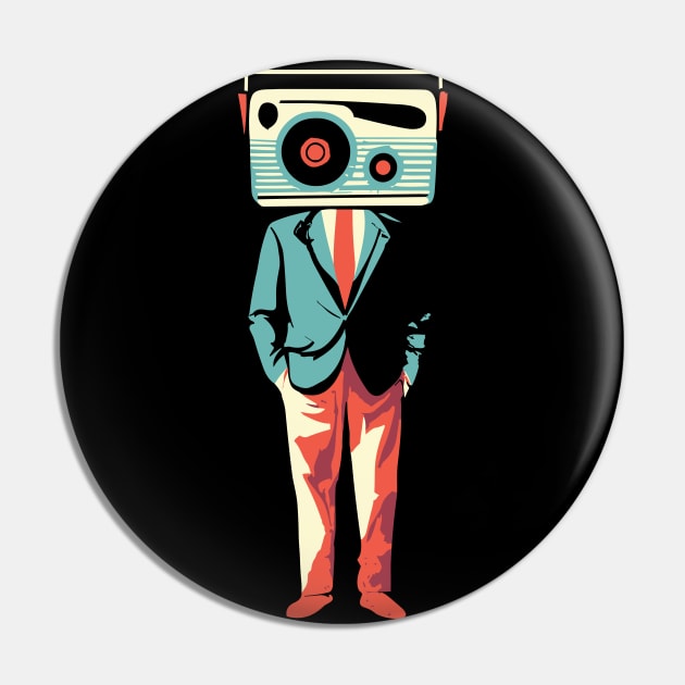 Man With A Radio Head - 90s Brit Rock Lovers Pin by TwistedCharm