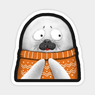 Cute Seal Wearing Orange Sweater Magnet