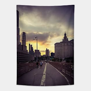 Brooklyn Bridge Sunset Manhattan Skyline NYC Tapestry