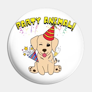 Party Animal Golden Retriever Pin