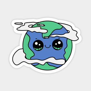 Cute Earth with Clouds Magnet