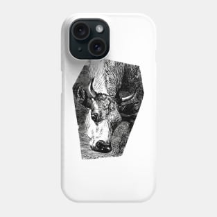 Cow Portrait Black and White Illustration Phone Case