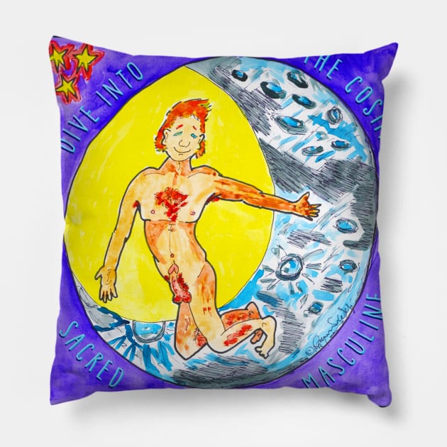 Cosmic Sacred Masculine Pillow by Brothers.Works