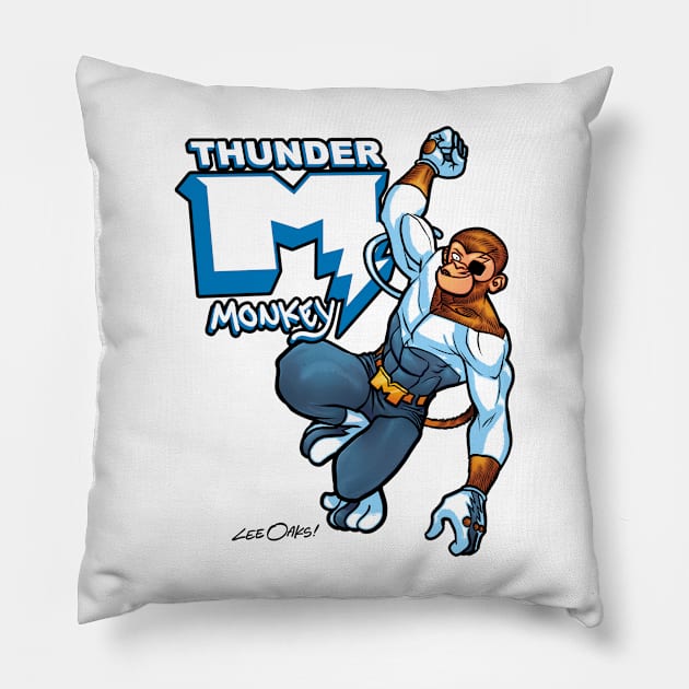 Thunder Monkey comic book style with logo. Pillow by Thunder Monkey