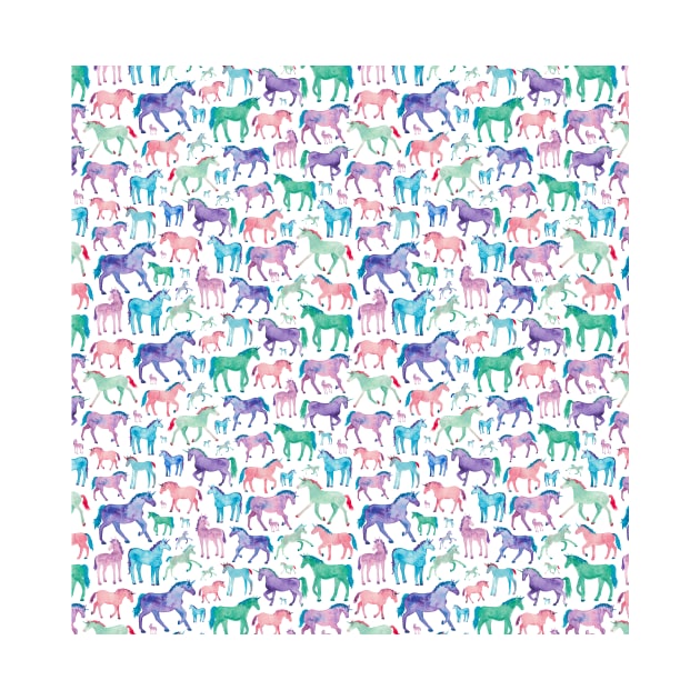 Watercolour Pastel Unicorns by Elena_ONeill