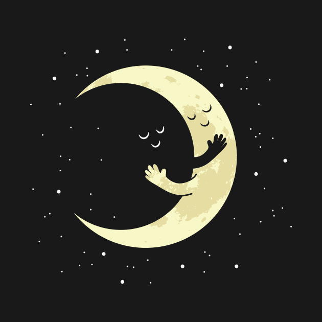 CRESCENT MOON HUG at night by Midoart