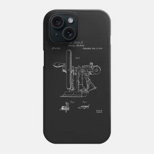 Sewing Machine Patent - Seamstress Craft Sewing Room Art - Black Chalkboard Phone Case