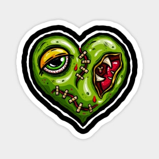 Zombie Heart Stitched Plaster Green Valentines Day Magnet