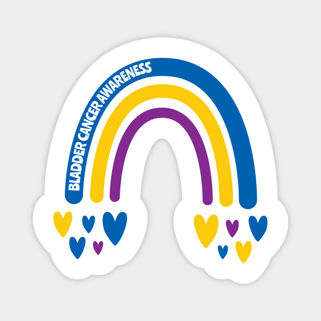 Bladder Cancer Awareness Rainbow with hearts Magnet by Teamtsunami6