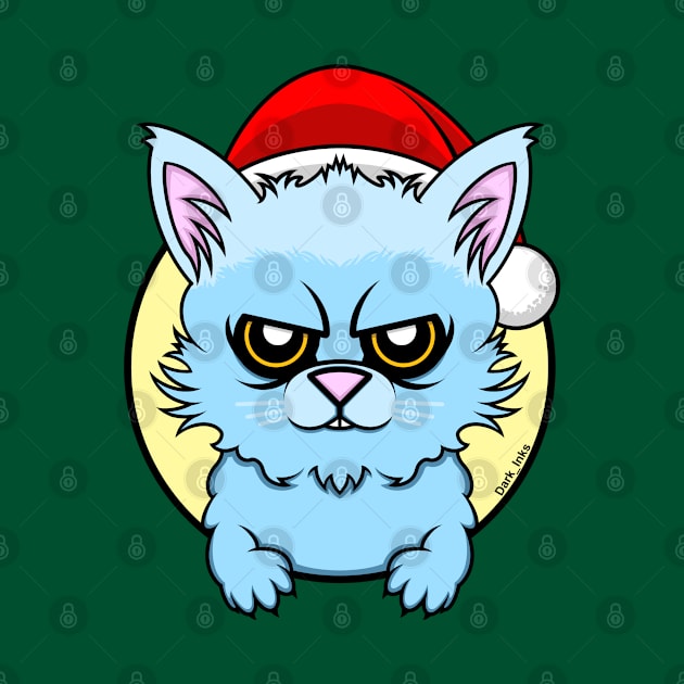 Bad Cat in a Christmas Hat by Dark_Inks