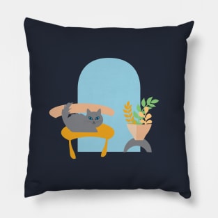 Cute Black Cat Chair Room 4 Pillow