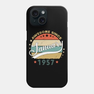 Awesome Since january 1957 Birthday Retro Sunset Vintage Funny Gift For Birthday Phone Case