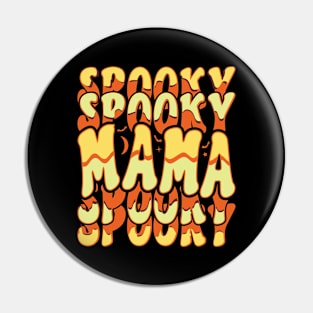 Mom Halloween Mama Spooky Retro Typography Pin