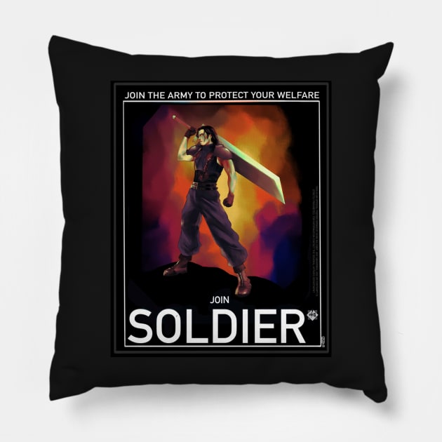 Angeal Hewley poster SOLDIER Pillow by Saoghal