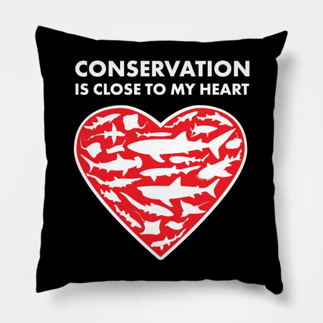 Sharks & Rays Conservation Heart Pillow by Peppermint Narwhal