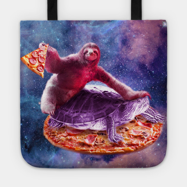 Trippy Space Sloth Turtle Sloth Pizza Sloth Tote Teepublic Au