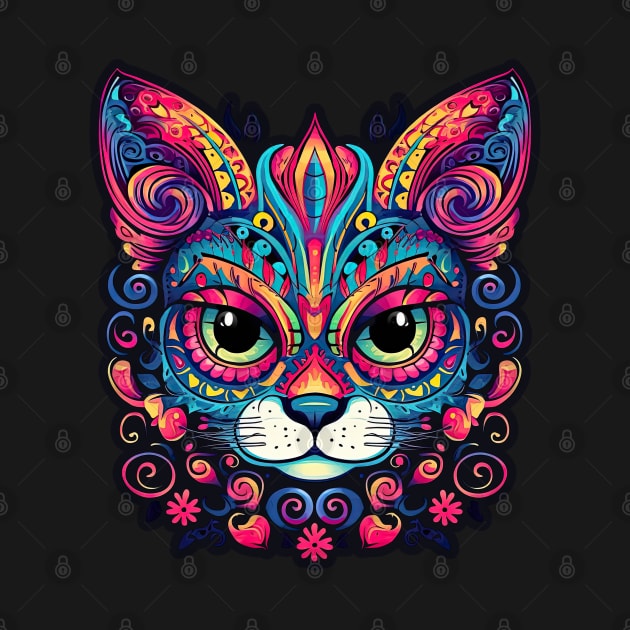 Sunburst Sugar Skull Cat by DanielLiamGill