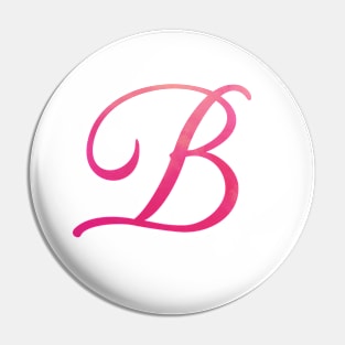 Letter B Monogram, Pink Color Personalized Design Pin