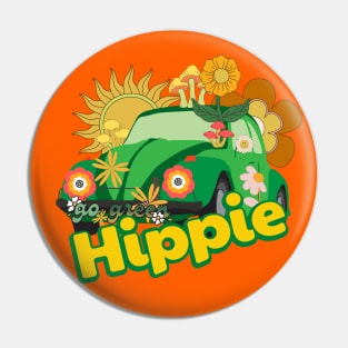 HAPPY HIPPIE LIFE STYLE COLORFUL HIPPIE CAR FLOWER POWER Pin