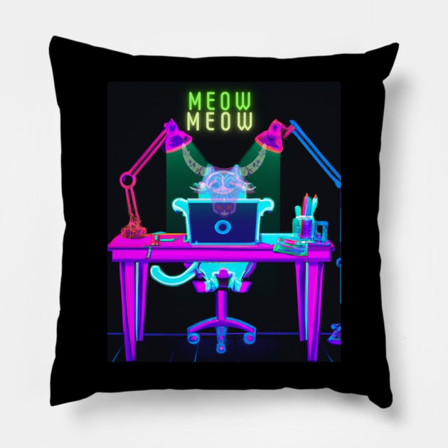 Meow Meow Cat and Bulk Pillow by bars_sky