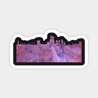 London Skyline Pink Watercolor Magnet