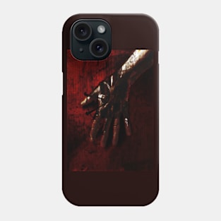 Digital collage, special processing. Hand, mystic. Ugly grainy texture on close up, so beautiful on distance. Dark, red, orange. Phone Case