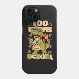 100 days of school featuring a friendly T-rex Dino Holding a notebook  #2 Phone Case