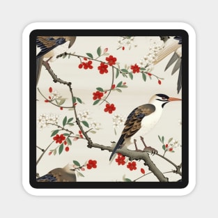 Oriental bird flower tree pattern Magnet